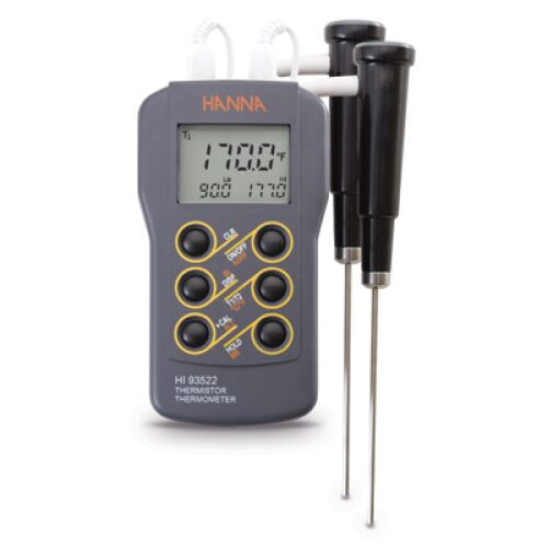 HI93522 2 Channel Thermistor Thermometer With Cal Feature Hanna   Hi93522 4001 500x500 